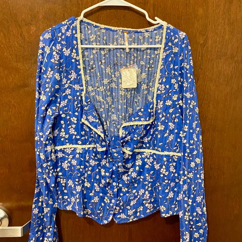 Free People Women's Blue Blouse